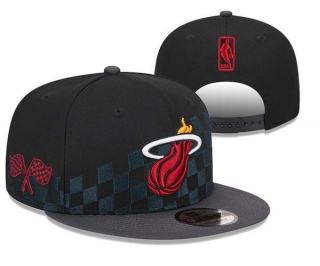 NBA Miami Heat New Era 2024 Rally Drive Checkerboard 9FIFTY Snapback Hat Black 3031