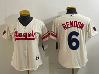 Women's MLB Los Angeles Angels #6 Anthony Rendon Cream 2022 City Connect Cool Base Stitched Jersey