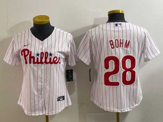 Women's MLB Philadelphia Phillies #28 Alec Bohm White Stitched Cool Base Nike Jersey