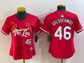 Women's MLB St. Louis Cardinals #46 Paul Goldschmidt Red 2024 City Connect Stitched Baseball Jersey