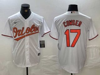 Men's MLB Baltimore Orioles #17 Colton Cowser White Cool Base Nike Stitched Jersey