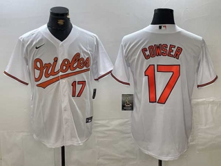 Men's MLB Baltimore Orioles #17 Colton Cowser White Number Cool Base Nike Stitched Jersey