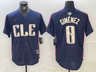 Men's MLB Cleveland Guardians #0 Andres Gimenez Navy 2024 City Connect Limited Stitched Jersey