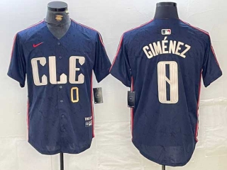 Men's MLB Cleveland Guardians #0 Andres Gimenez Navy Gold Number 2024 City Connect Limited Stitched Jersey