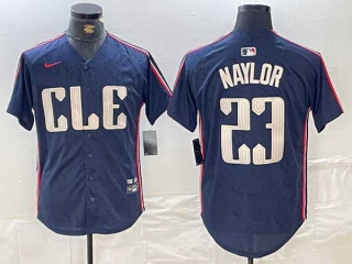 Men's MLB Cleveland Guardians #23 Josh Naylor Navy 2024 City Connect Limited Stitched Jersey