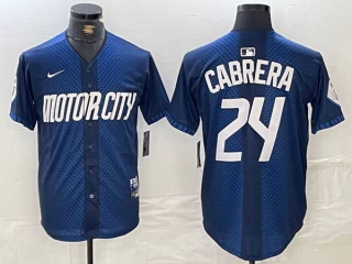 Men's MLB Detroit Tigers #24 Miguel Cabrera Navy 2024 City Connect Cool Base Limited Stitched Jersey