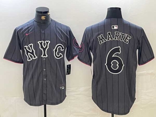 Men's MLB New York Mets #6 Starling Marte Gray 2024 City Connect Cool Base Stitched Jersey