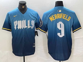 Men's MLB Philadelphia Phillies #9 Whit Merrifield Blue 2024 City Connect Limited Stitched Jersey