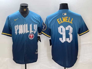 Men's MLB Philadelphia Phillies #93 Jason Elwell Blue Logo 2024 City Connect Limited Stitched Jersey