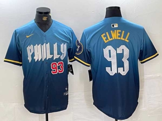 Men's MLB Philadelphia Phillies #93 Jason Elwell Blue Red Number 2024 City Connect Limited Stitched Jersey