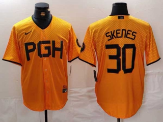 Men's MLB Pittsburgh Pirates #30 Paul Skenes Yellow 2023 City Connect Stitched Nike Jersey