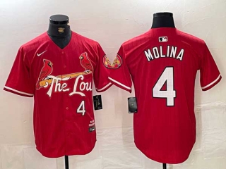 Men's MLB St. Louis Cardinals #4 Yadier Molina Red 2024 City Connect Stitched Baseball Jersey