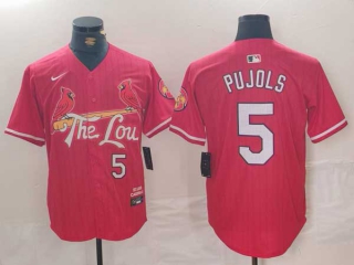 Men's MLB St. Louis Cardinals #5 Albert Pujols Red 2024 City Connect Stitched Baseball Jersey