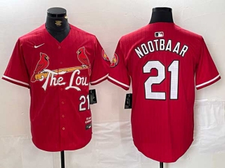 Men's MLB St. Louis Cardinals #21 Lars Nootbaar Red 2024 City Connect Stitched Baseball Jersey