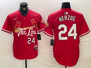 Men's MLB St. Louis Cardinals #24 Whitey Herzog Red 2024 City Connect Stitched Baseball Jersey