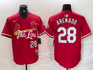 Men's MLB St. Louis Cardinals #28 Nolan Arenado Red 2024 City Connect Stitched Baseball Jersey