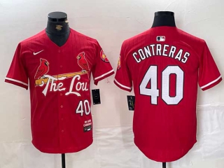 Men's MLB St. Louis Cardinals #40 Willson Contreras Red 2024 City Connect Stitched Baseball Jersey