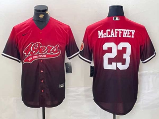 Men's NFL San Francisco 49ers #23 Christian McCaffrey Red Black With Patch Cool Base Baseball Stitched Jersey