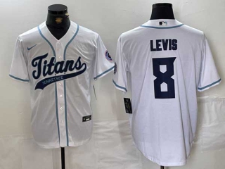 Men's NFL Tennessee Titans #8 Will Levis White With Patch Cool Base Stitched Baseball Jersey