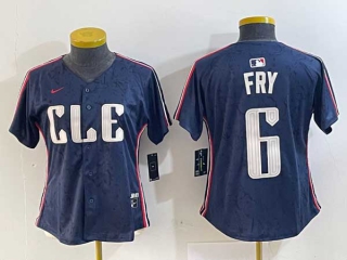 Women's MLB Cleveland Guardians #6 David Fry Navy 2024 City Connect Limited Stitched Jersey