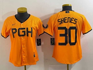 Women's MLB Pittsburgh Pirates #30 Paul Skenes Yellow 2023 City Connect Nike Stitched Jersey