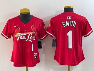 Women's MLB St. Louis Cardinals #1 Ozzie Smith Red 2024 City Connect Limited Stitched Baseball Jersey