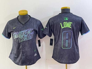 Women's MLB Tampa Bay Rays #8 Brandon Lowe Charcoal 2024 City Connect Limited Cool Base Jersey