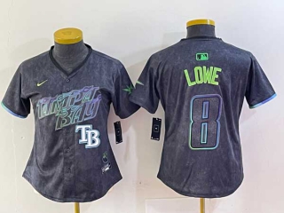 Women's MLB Tampa Bay Rays #8 Brandon Lowe Charcoal Logo 2024 City Connect Limited Cool Base Jersey