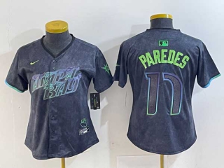 Women's MLB Tampa Bay Rays #17 Isaac Paredes Charcoal 2024 City Connect Limited Cool Base Jersey