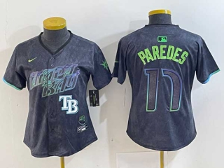 Women's MLB Tampa Bay Rays #17 Isaac Paredes Charcoal Logo 2024 City Connect Limited Cool Base Jersey