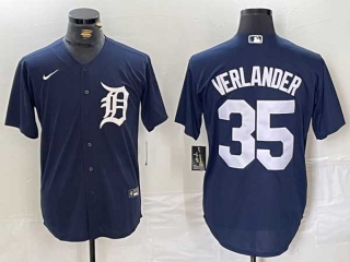 Men's MLB Detroit Tigers #35 Justin Verlander Navy Cool Base Stitched Nike Baseball Jersey