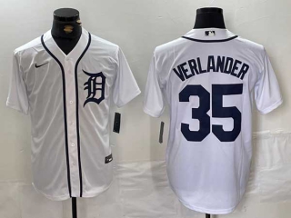 Men's MLB Detroit Tigers #35 Justin Verlander White Cool Base Stitched Nike Baseball Jersey