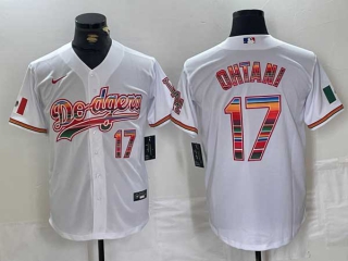 Men's MLB Los Angeles Dodgers #17 Shohei Ohtani White Mexico Cool Base Nike Stitched Jersey