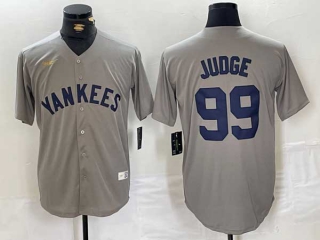 Men's MLB New York Yankees #99 Aaron Judge Gray 2024 Away Limited Cool Base Stitched Baseball Jersey