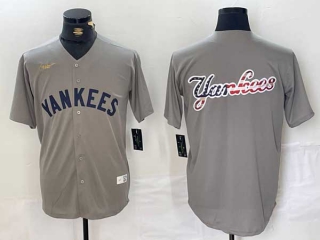 Men's MLB New York Yankees Blank Gray 2024 Away Limited Cool Base Stitched Nike Baseball Jersey (7)