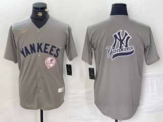 Men's MLB New York Yankees Blank Gray 2024 Away Limited Cool Base Stitched Nike Baseball Jersey (10)