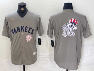 Men's MLB New York Yankees Blank Gray 2024 Away Limited Cool Base Stitched Nike Baseball Jersey (12)