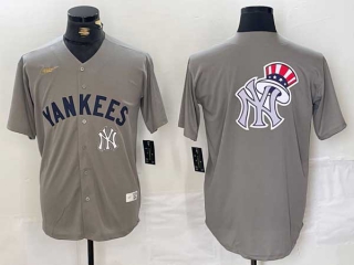 Men's MLB New York Yankees Blank Gray 2024 Away Limited Cool Base Stitched Nike Baseball Jersey (15)