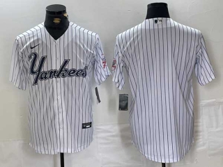 Men's MLB New York Yankees Blank White Pinstripe Cool Base Stitched Nike Baseball Jersey (1)