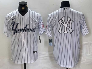 Men's MLB New York Yankees Blank White Pinstripe Cool Base Stitched Nike Baseball Jersey (2)