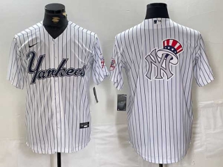 Men's MLB New York Yankees Blank White Pinstripe Cool Base Stitched Nike Baseball Jersey (4)