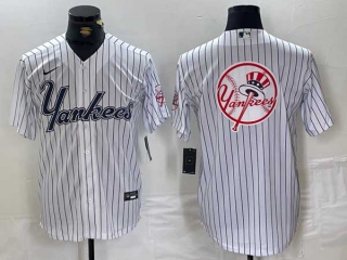 Men's MLB New York Yankees Blank White Pinstripe Cool Base Stitched Nike Baseball Jersey (5)