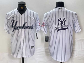 Men's MLB New York Yankees Blank White Pinstripe Cool Base Stitched Nike Baseball Jersey (6)