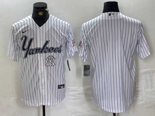 Men's MLB New York Yankees Blank White Pinstripe Cool Base Stitched Nike Baseball Jersey (13)