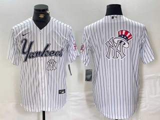 Men's MLB New York Yankees Blank White Pinstripe Cool Base Stitched Nike Baseball Jersey (14)