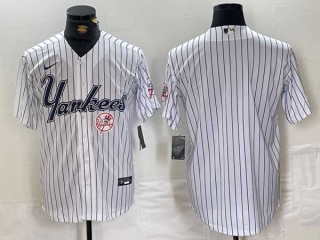 Men's MLB New York Yankees Blank White Pinstripe Cool Base Stitched Nike Baseball Jersey (16)