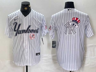 Men's MLB New York Yankees Blank White Pinstripe Cool Base Stitched Nike Baseball Jersey (17)