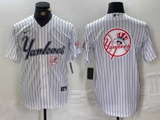 Men's MLB New York Yankees Blank White Pinstripe Cool Base Stitched Nike Baseball Jersey (18)