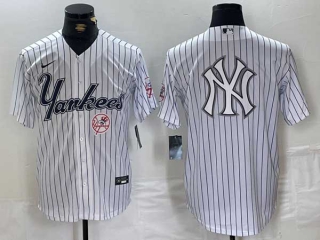 Men's MLB New York Yankees Blank White Pinstripe Cool Base Stitched Nike Baseball Jersey (19)