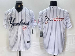 Men's MLB New York Yankees Blank White Pinstripe Cool Base Stitched Nike Baseball Jersey (21)